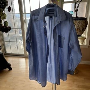 Blue checkered long sleeve Stafford button up shirt